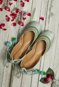 Firoza Blue Resham Work Juttis image 1