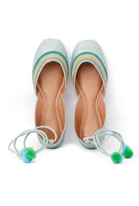 Firoza Blue Resham Work Juttis image 4