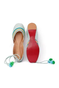 Firoza Blue Resham Work Juttis image 5