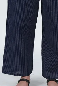 Set Of 2: Navy Blue Cotton Kurta & Pant Set image 6