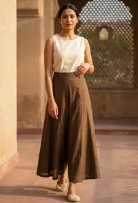 Mehendi Green Cotton Slub Culottes image 1