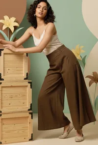 Mehendi Green Cotton Slub Culottes image 4