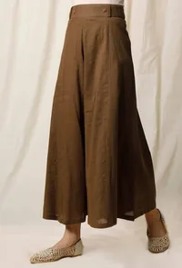 Mehendi Green Cotton Slub Culottes image 5