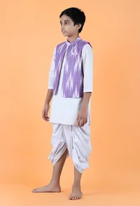 Purple Ikat Cotton Nehru Jacket image 3