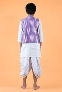 Purple Ikat Cotton Nehru Jacket image 4