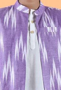 Purple Ikat Cotton Nehru Jacket image 5