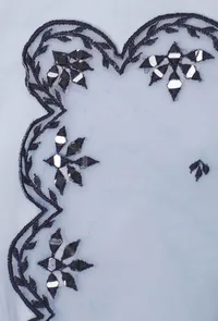 Set of 3: Blue Kota Hand-Block Printed kurta , Blue Cotton Pallazo Paired with Embroidered Net Dupatta image 5