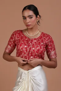 Maroon Color Raw Silk Embroidered Blouse image 1