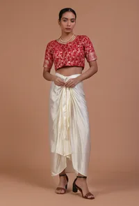 Maroon Color Raw Silk Embroidered Blouse image 2