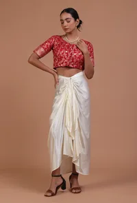 Maroon Color Raw Silk Embroidered Blouse image 3