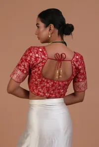 Maroon Color Raw Silk Embroidered Blouse image 6