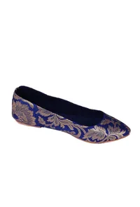 Blue Brocade Pointed Toe Ballerina Flats image 3