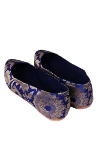 Blue Brocade Pointed Toe Ballerina Flats image 4