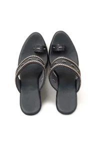 Midnight Blue Kolhapuri Inspired Wedges image 2