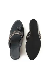Midnight Blue Kolhapuri Inspired Wedges image 3