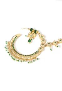 Green Stone Kundan Crescent Nath image 3