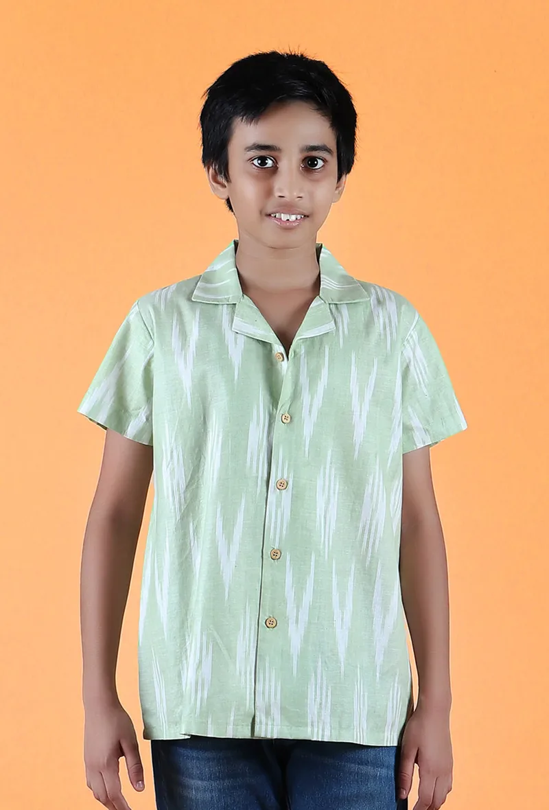 Mint Green Ikat Cotton Shirt