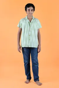 Mint Green Ikat Cotton Shirt image 2