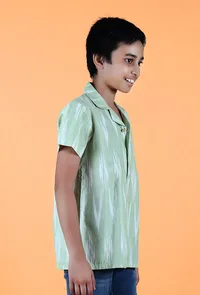 Mint Green Ikat Cotton Shirt image 3