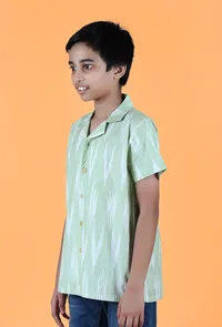 Mint Green Ikat Cotton Shirt image 4