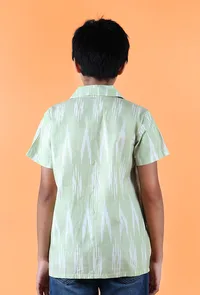 Mint Green Ikat Cotton Shirt image 5