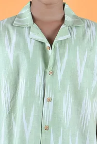 Mint Green Ikat Cotton Shirt image 6