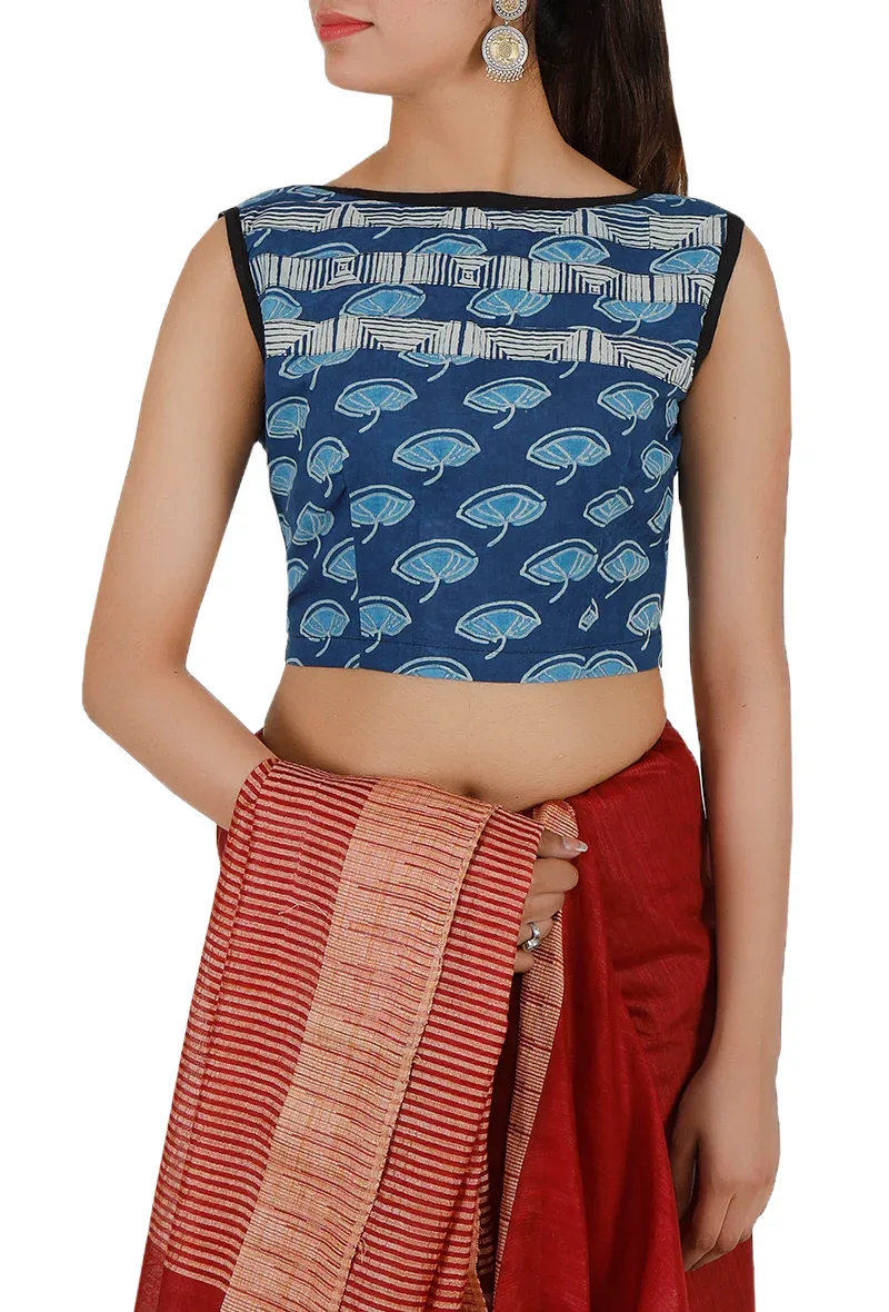 Blue Bagru Pure Cotton Blouse