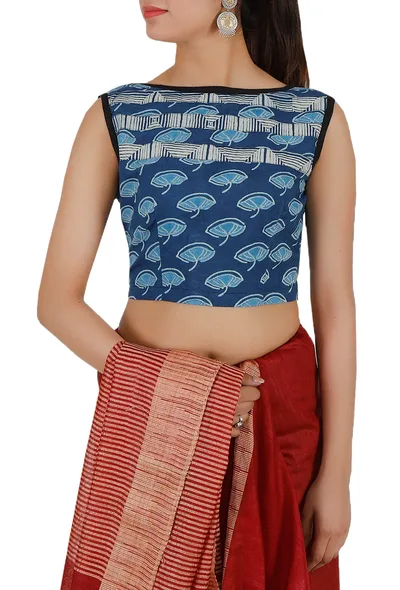 Blue Bagru Pure Cotton Blouse