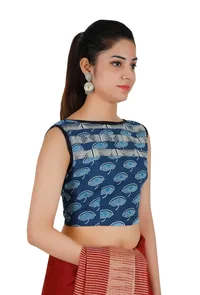 Blue Bagru Pure Cotton Blouse image 2