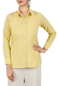 Yellow Button Down Full Sleeves Shirt In Pure Cotton image 2