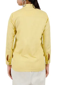 Yellow Button Down Full Sleeves Shirt In Pure Cotton image 4