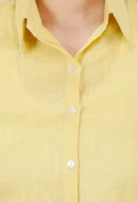 Yellow Button Down Full Sleeves Shirt In Pure Cotton image 5