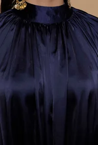 Blue Satin Bishop Sleeves Shirt image 5