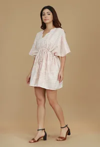 Blush Pink Cotton Khadi Short Dress image 2