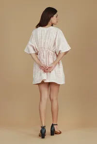 Blush Pink Cotton Khadi Short Dress image 4