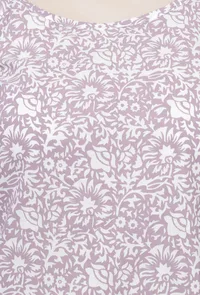 Set of 2: Lilac Floral Hand-Block Printed Cotton Slip with Lilac Stripes Handblock Printed Flared Palazzo image 5