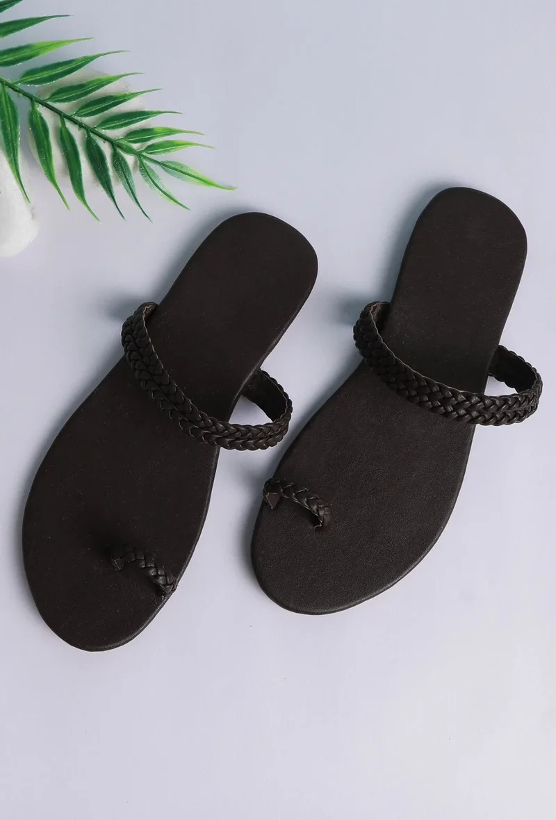 Brown Knotted Cruelty Free Leather Sandals