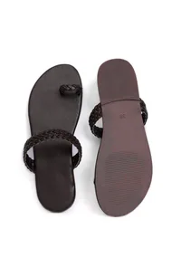 Brown Knotted Cruelty Free Leather Sandals image 3