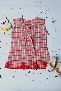 Red Gamcha Frock image 1