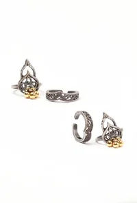 Set of 4: Double Bend Silver Brass Toering image 2