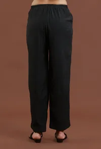 Black Solid Shantoon Straight Pant image 4