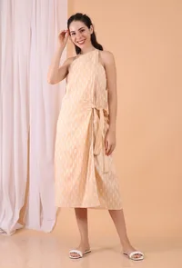 Peach Cotton Wrap Dress image 1