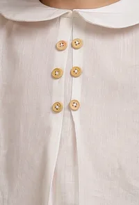 Set Of 2: Off-white Mul Mul Short Kurta With Dark Brown Short image 4