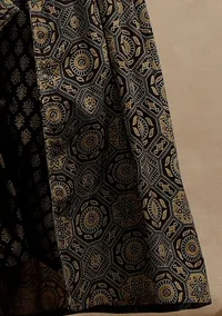 Olive Green Ajrakh Print Front Tie-up Gathered and Flared Overlay image 6