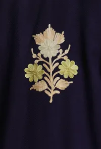 Dark Navy Aari Embroidered Kashmiri Phiran-Free Size image 6