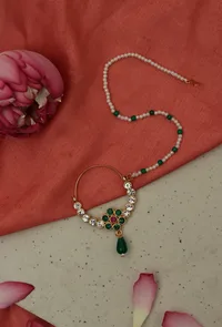 Temple Style Green Stone Nath image 1