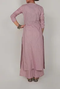 Light Periwinkle Front Slit Kurta and Pants-XXXL image 4