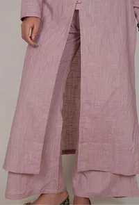 Light Periwinkle Front Slit Kurta and Pants-XXXL image 5