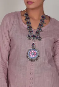 Light Periwinkle Front Slit Kurta and Pants-XXXL image 6