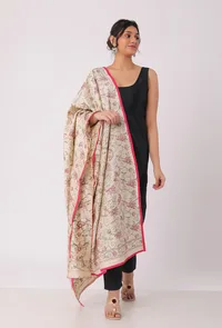 Kavya hand embroidered kantha silk dupatta image 2